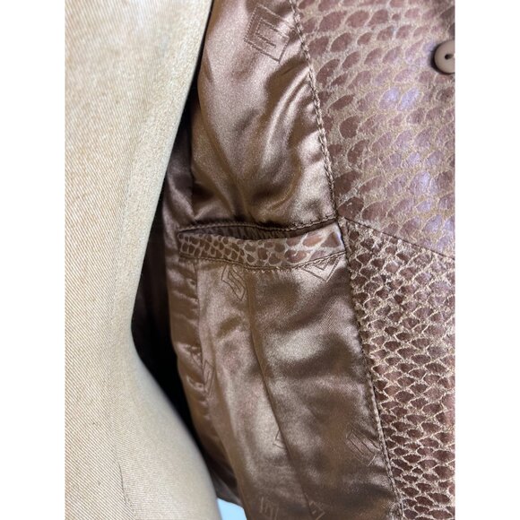 Pamela McCoy Authentic Vintage Camel Brown Genuine Leather Blazer Jacket - Picture 7 of 12